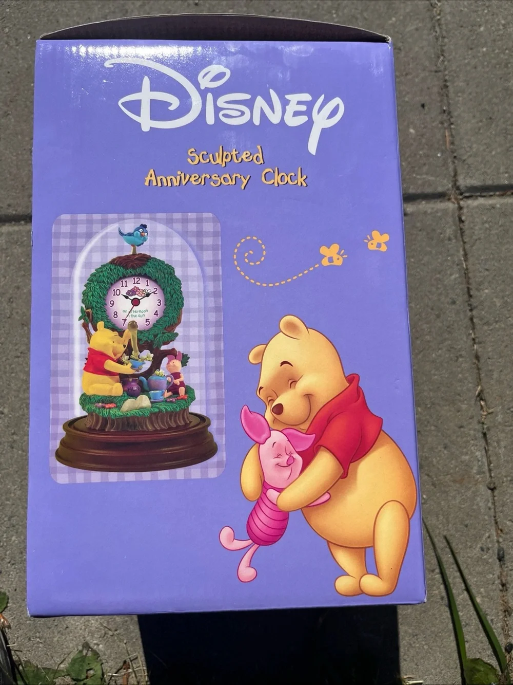 Disney Winnie the Pooh and Piglet Celebratory Sculpted Clock - Purple/Yellow/Red